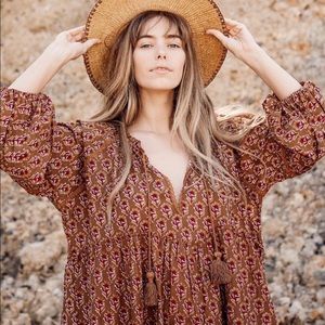 Daughters of India Avani Mini Dress in Chai